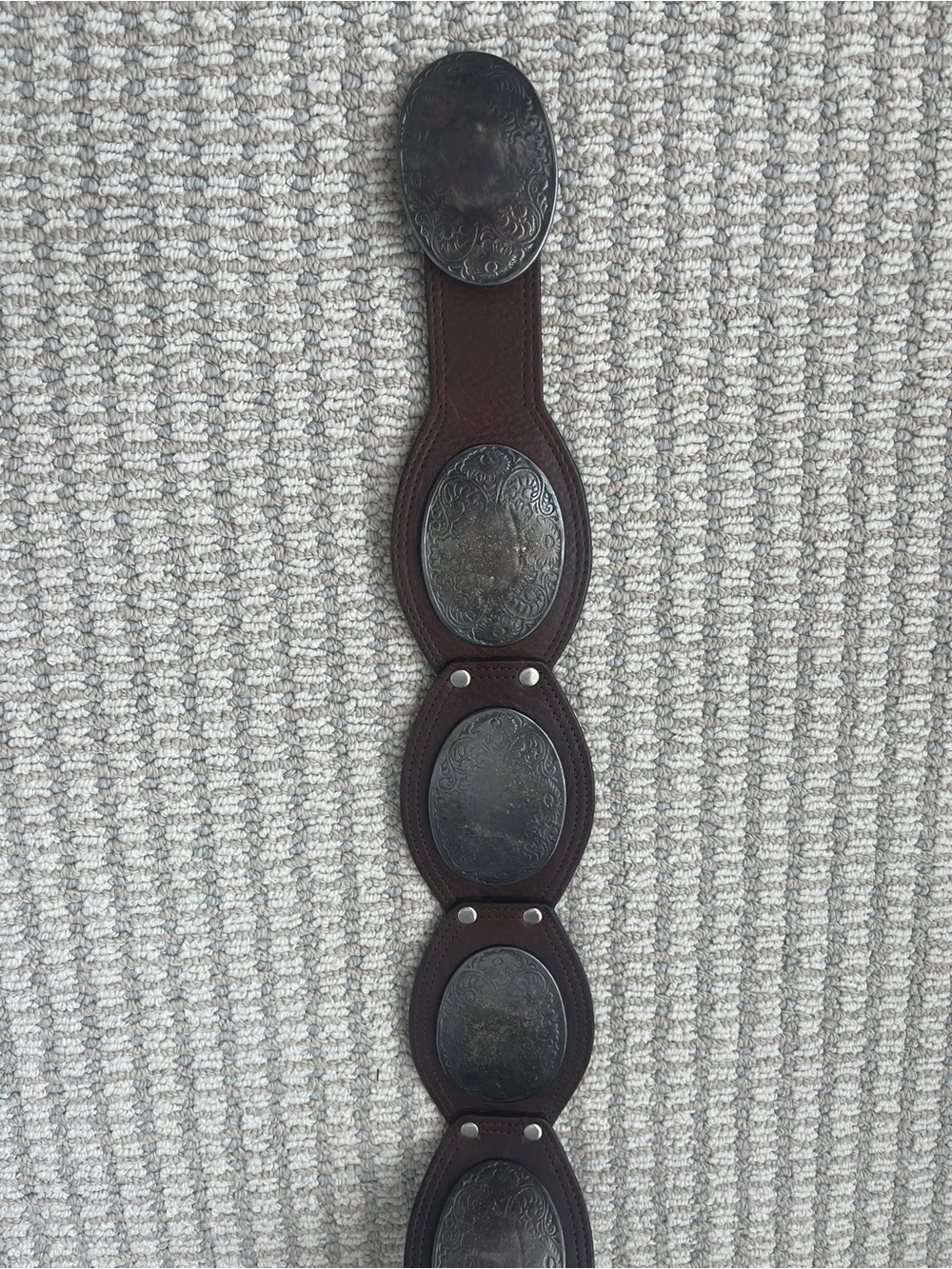 Vintage Sandy Duftler Designs Brown Leather Statement Belt